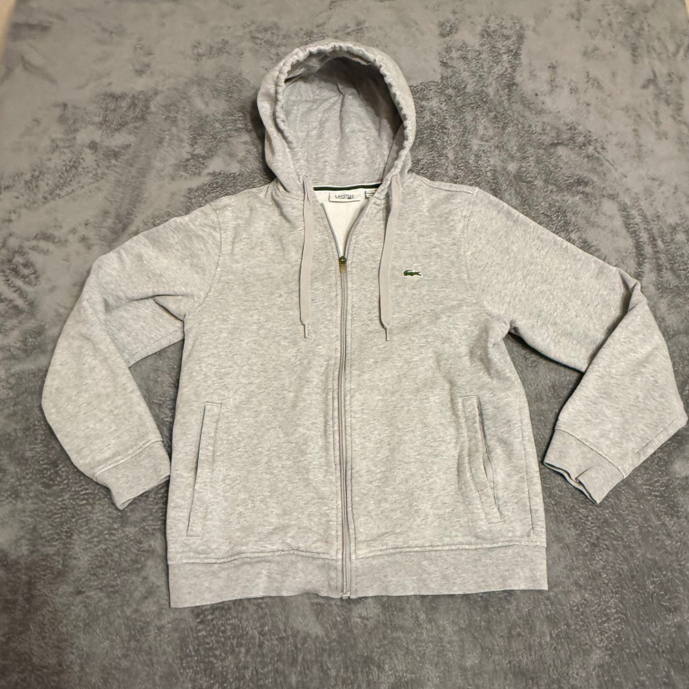 Lacoste Sport Grey Full Zip Hoodie Croc‎ Logo Women's Size US M